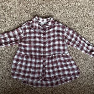American Eagle Oversized Burgundy and White Plaid soft flannel shirt size small